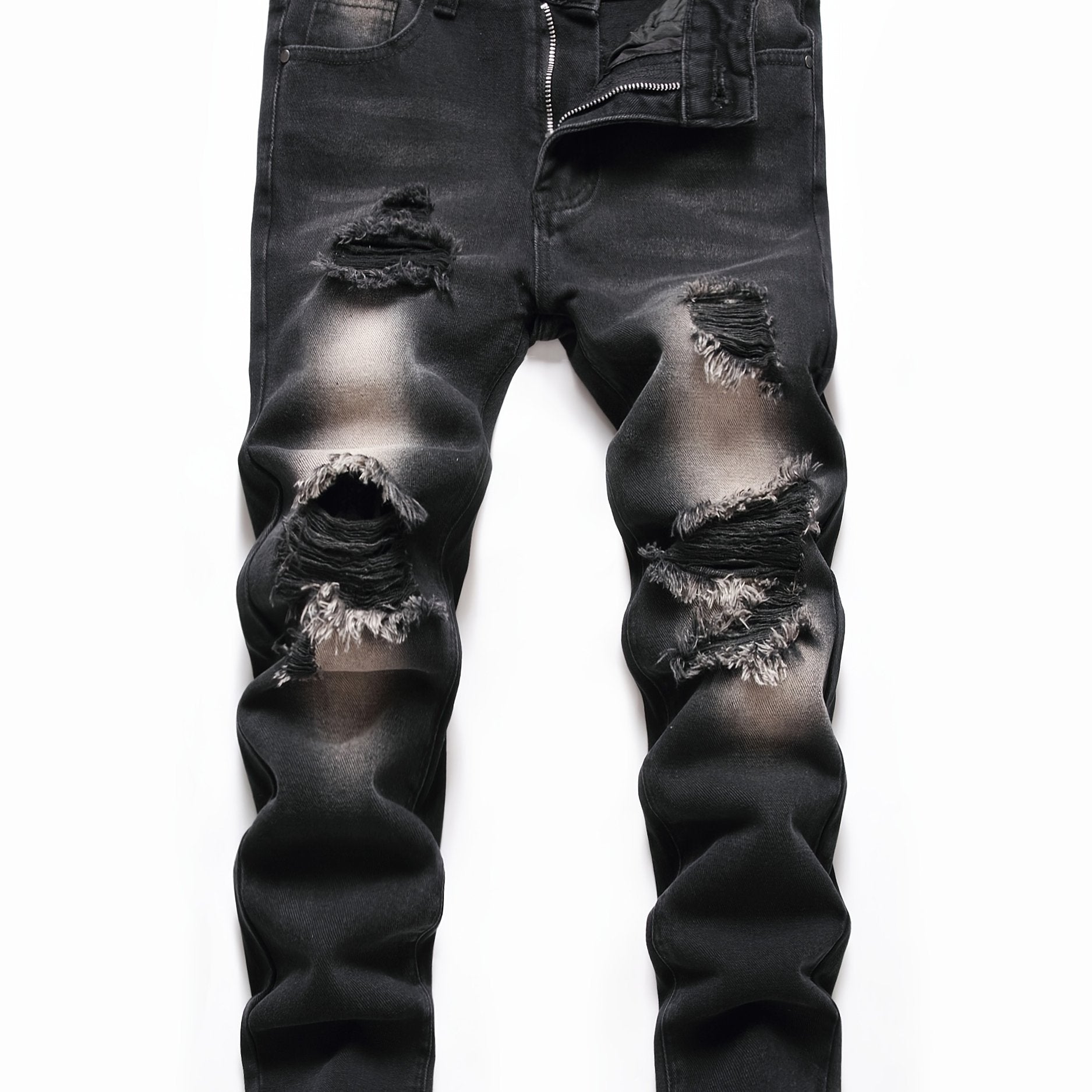 Boys Ripped Distressed Stretch Jeans Skinny Slim Fit Washed Denim Pants
