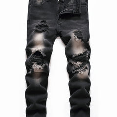 Boys Ripped Distressed Stretch Jeans Skinny Slim Fit Washed Denim Pants