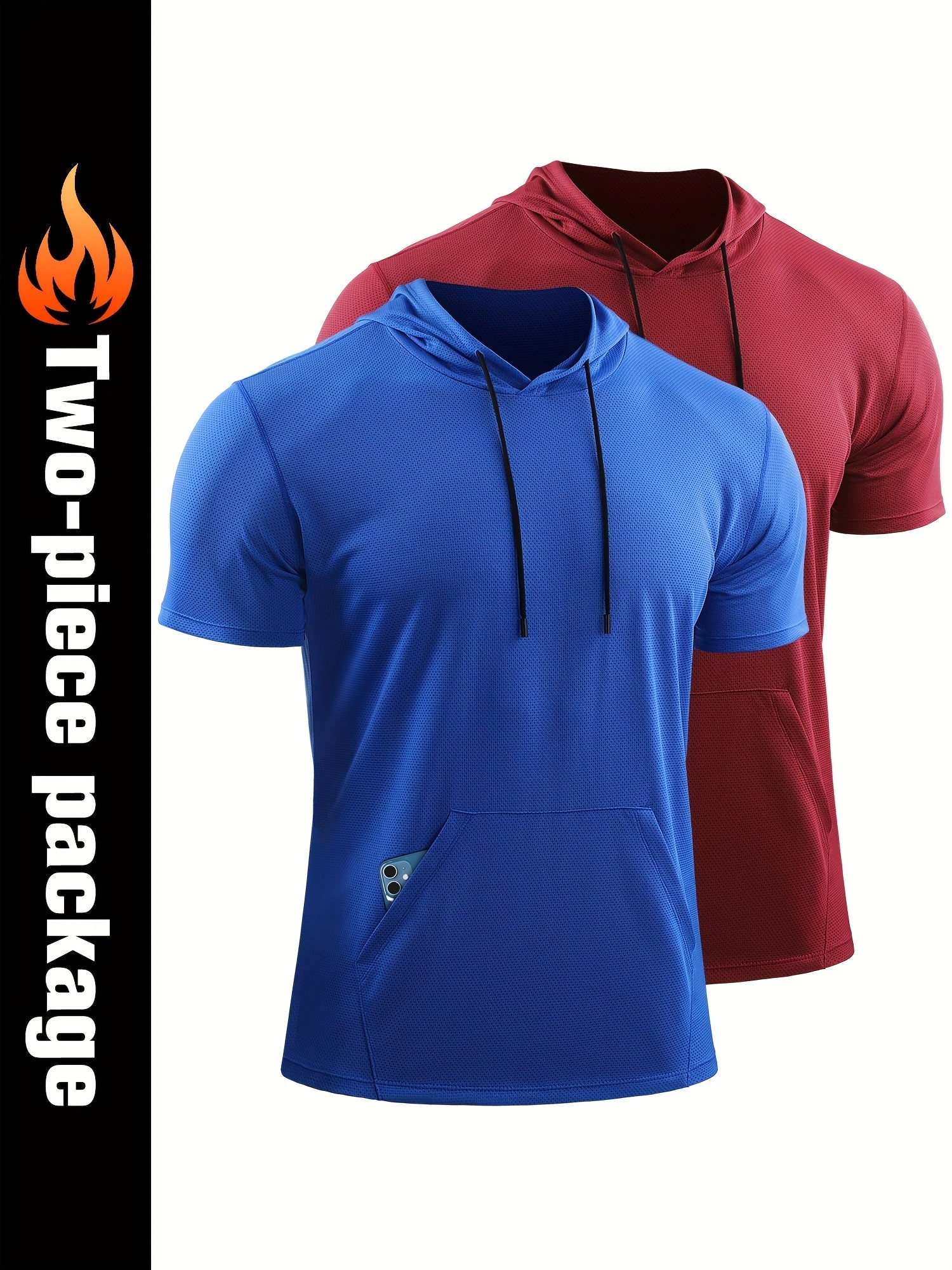 Men's Quick Dry Active Hoodie Short Sleeves Sweatshirt