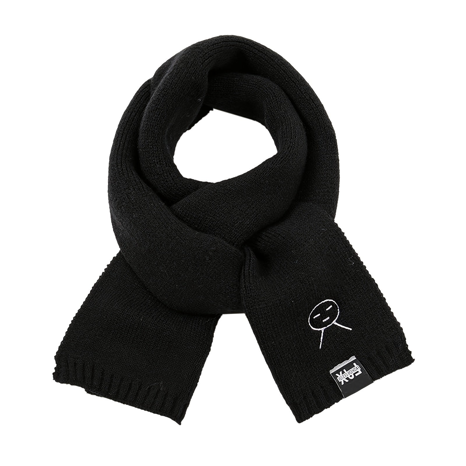 Cartoon Embroidered Knitted Hat Scarf Set