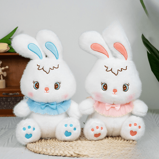 2pcs Rabbit Plush Dolls Soft Polyester Plush Toys with Bow Ties
