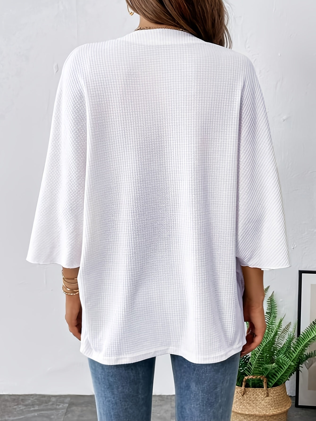 Casual 3/4 Sleeve Open Front Cardigan for Women
