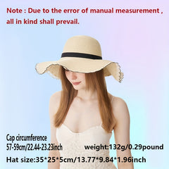 Women's Wide Brim Straw Sun Hat Floppy Beach Cap