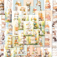 48pcs Stacking Cat Vinyl Graffiti Stickers for DIY Decoration