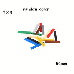 50pcs 1x6 Low Wall Flat Bricks for MOC 6636 Building Blocks