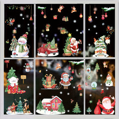 Watercolor Santa Claus Elk Christmas Window Stickers