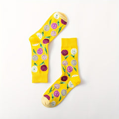 5 Pairs Floral Print Socks Women's Mid Tube Stockings
