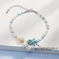 Boho Starfish Braided Bracelet Summer Beach Shell Conch Beads Hand Jewelry