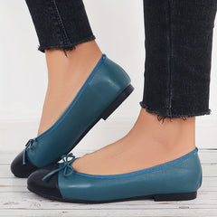 Women's Bowknot Ballet Flats Soft Sole Slip On Colorblock Flats