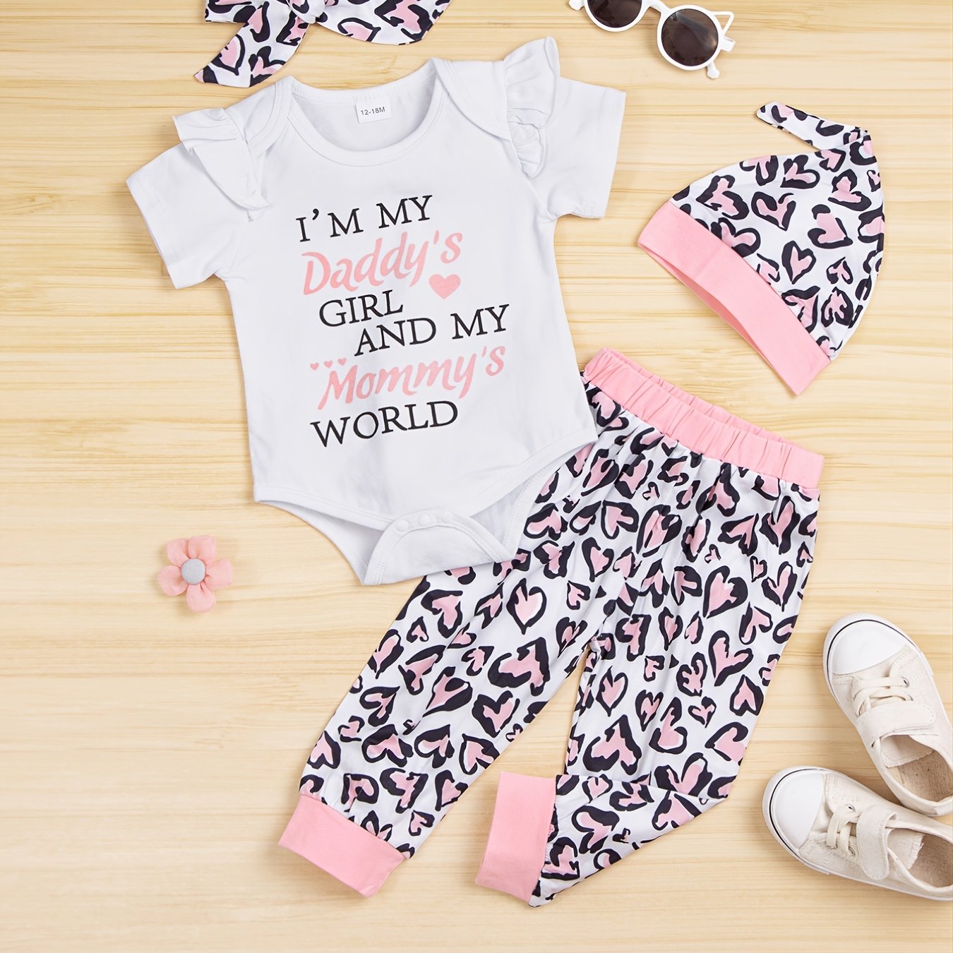 Baby Girls Daddy's GIRL Romper & Leopard Pants Set
