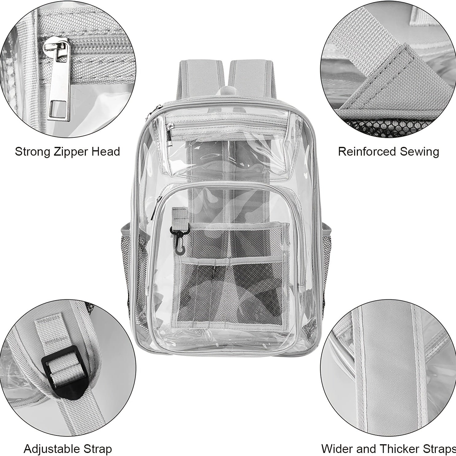 Clear Backpack Heavy Duty PVC See Through with Reinforced Straps