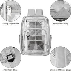 Clear Backpack Heavy Duty PVC See Through with Reinforced Straps