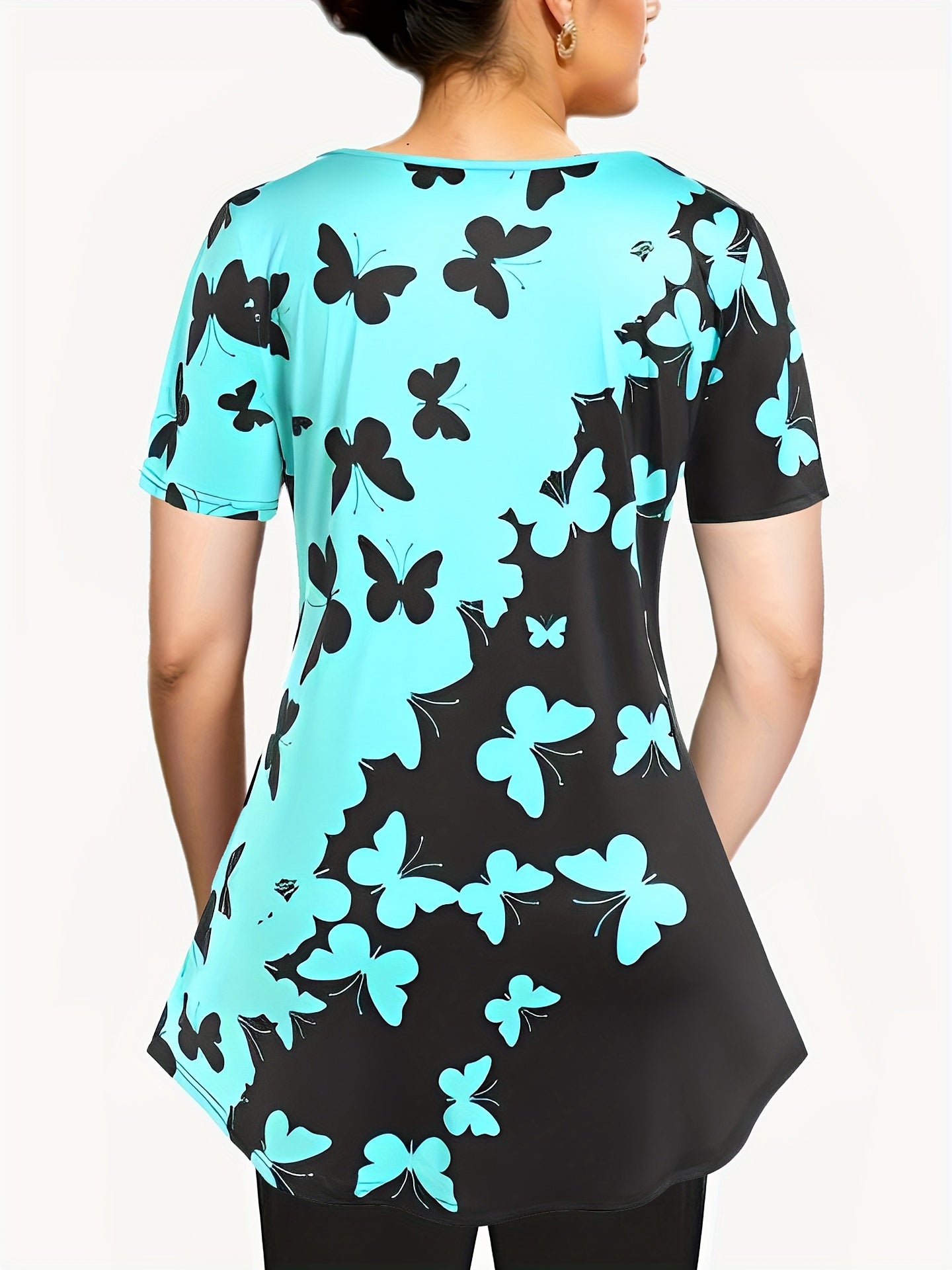 Colorblock Butterfly Print Top & Leggings Set