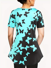 Colorblock Butterfly Print Top & Leggings Set