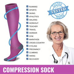 1pair 5pairs Knee High Copper Compression Socks for Men & Women 15-25 mmHg