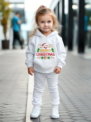 Girls Christmas Alphabets Hooded Sweatshirt Set