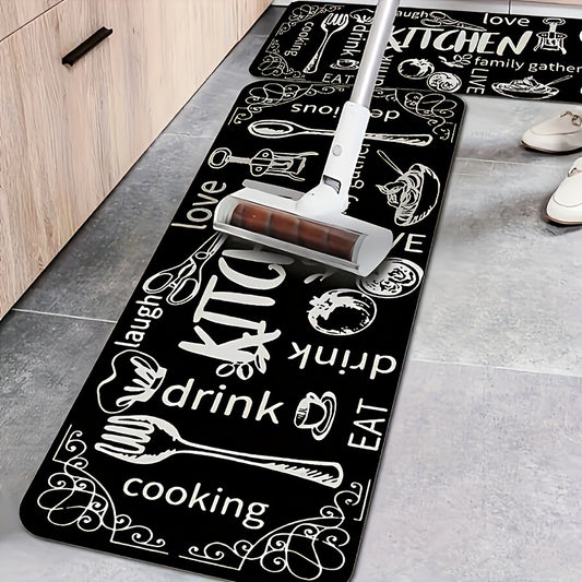 Kitchen Element Mat Kitchen Utensils Pattern Rug Hand Washable