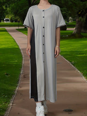 Colorblock Abaya Dress Short Sleeve Maxi Dress