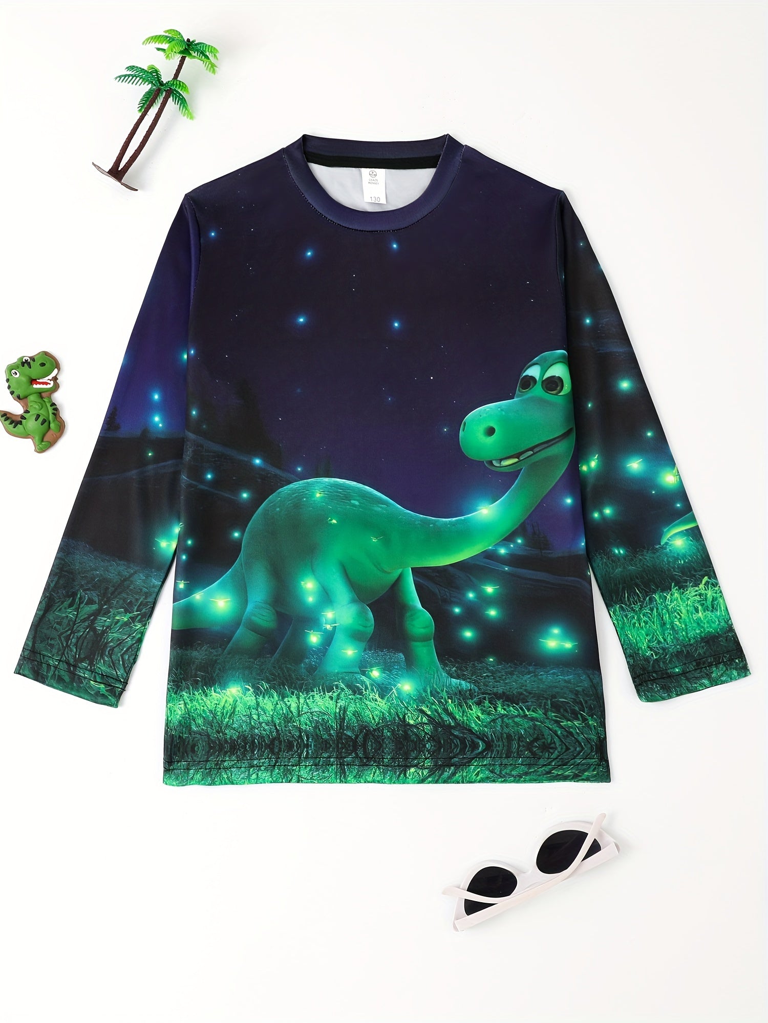 3D Dinosaur Kid's Pullover Long Sleeve Top For Spring Fall Winter