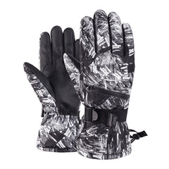 Men's Zipper Ski Gloves Thickened Velvet Windproof for Outdoor Sports
