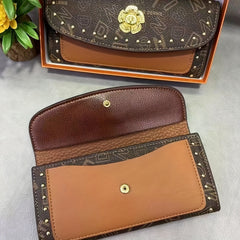 Vintage Style Women's Wallet Set Large Capacity Tri Fold Button Close