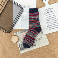 5 Pairs Geometric Print Socks Warm Mid Tube Stockings Women's Hosiery