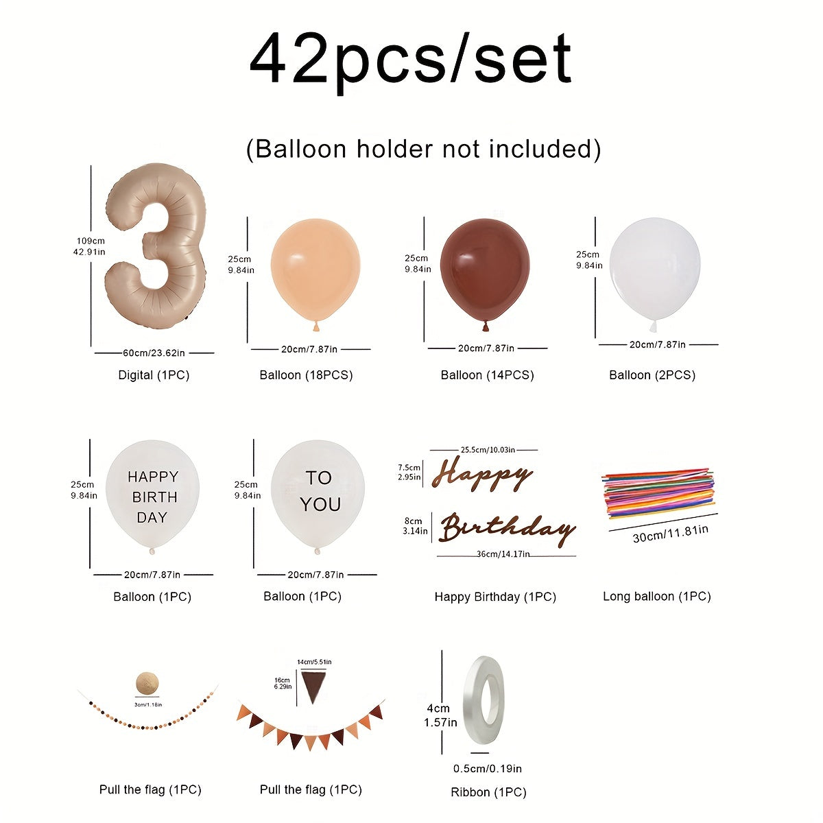 42pcs Retro Style Birthday Balloon Party Decoration Set