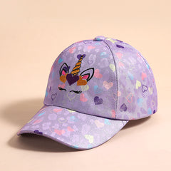 Unicorn Heart Print Kids Baseball Cap Sun Protection Hat