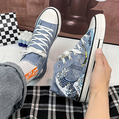 Canvas High Top Printed Lace Up Walking Shoes