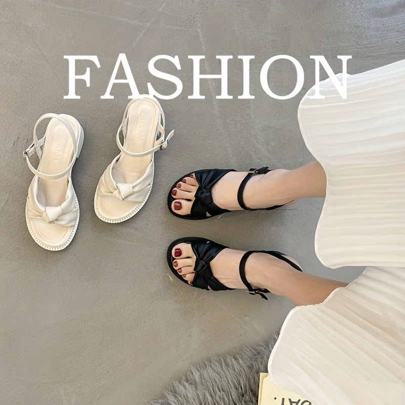 Women's Kitten Heel Sandals Open Toe Bowknot Summer Sandals