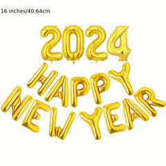 16pcs Happy Year Letter Foil Balloon Christmas Party Decoration