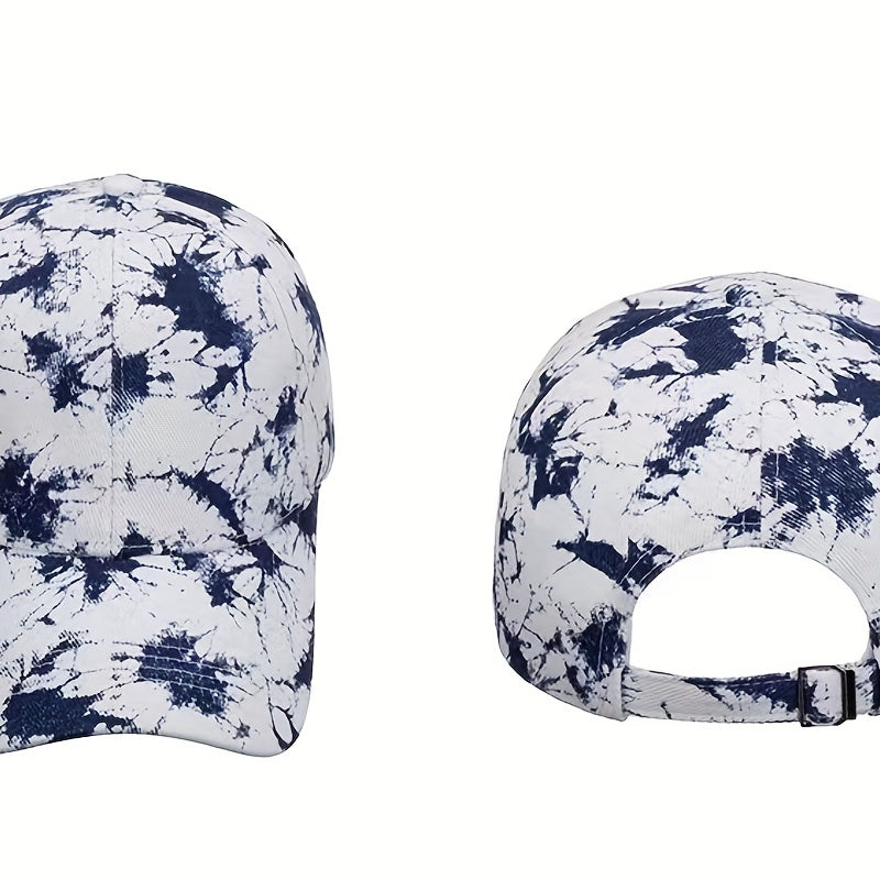 Navy Tie Dye Baseball Cap Printed Cotton Dad Hat Adjustable Lightweight