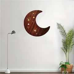 LED Moon Stars Night Light Wooden Wall Decoration