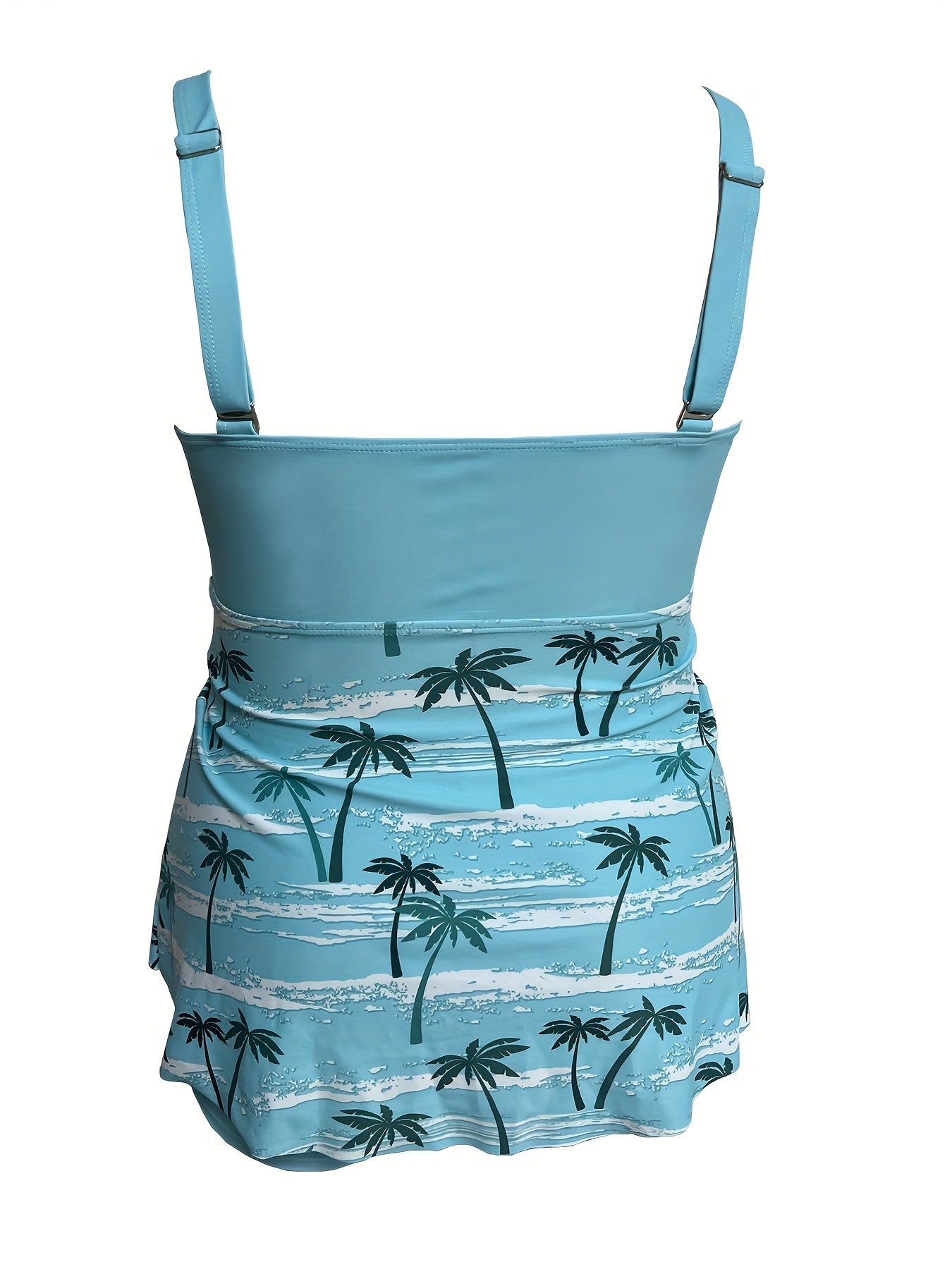 Tropical Print Boho Tankini Set with Sweetheart Neck Cami Top