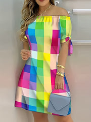 Off Shoulder Backless Mini Dress for Summer