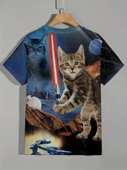Men's 3D Cat Graphic Print Summer T-Shirt