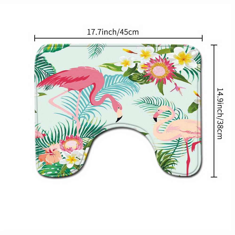 Flamingo Shower Curtain + Blanket Set, Modern Bathroom Decor