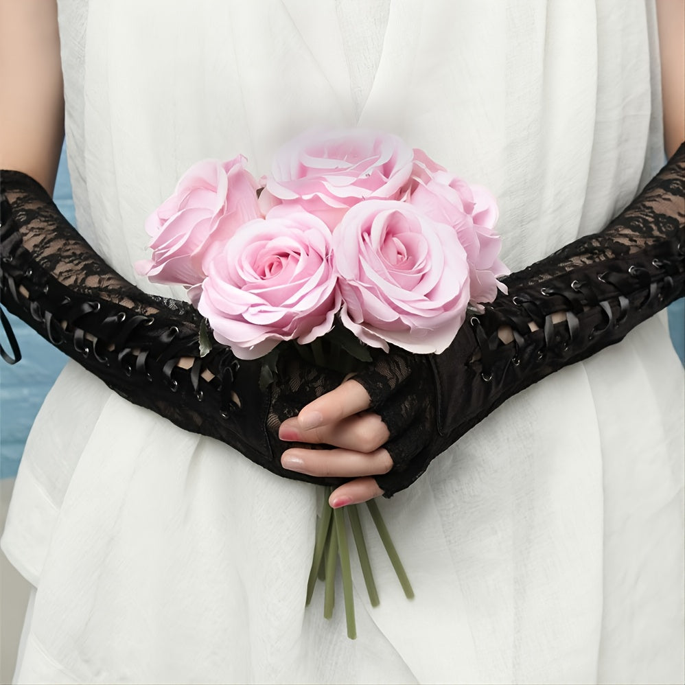 Retro Lace Corset Arm Fingerless Gloves