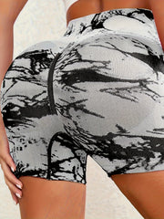 Tie Dye Seamless Yoga Shorts High Stretch Running Fitness Sports Shorts Women