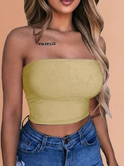 Off Shoulder Solid Tube Top Sexy Cropped Summer Sleeveless Top