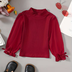 Toddler Girls Vintage Blouse Stand Collar Long Sleeve Top