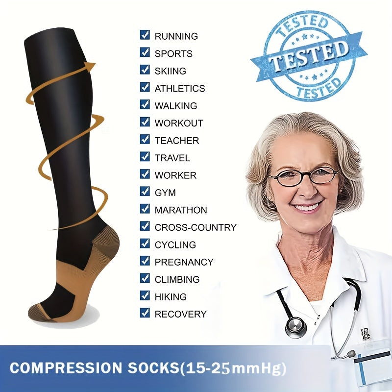 7 Pairs Copper Compression Socks Men Women Improve Circulation Boost Performance
