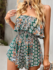 Tribal Print Off Shoulder Rompers Sleeveless Boho Style
