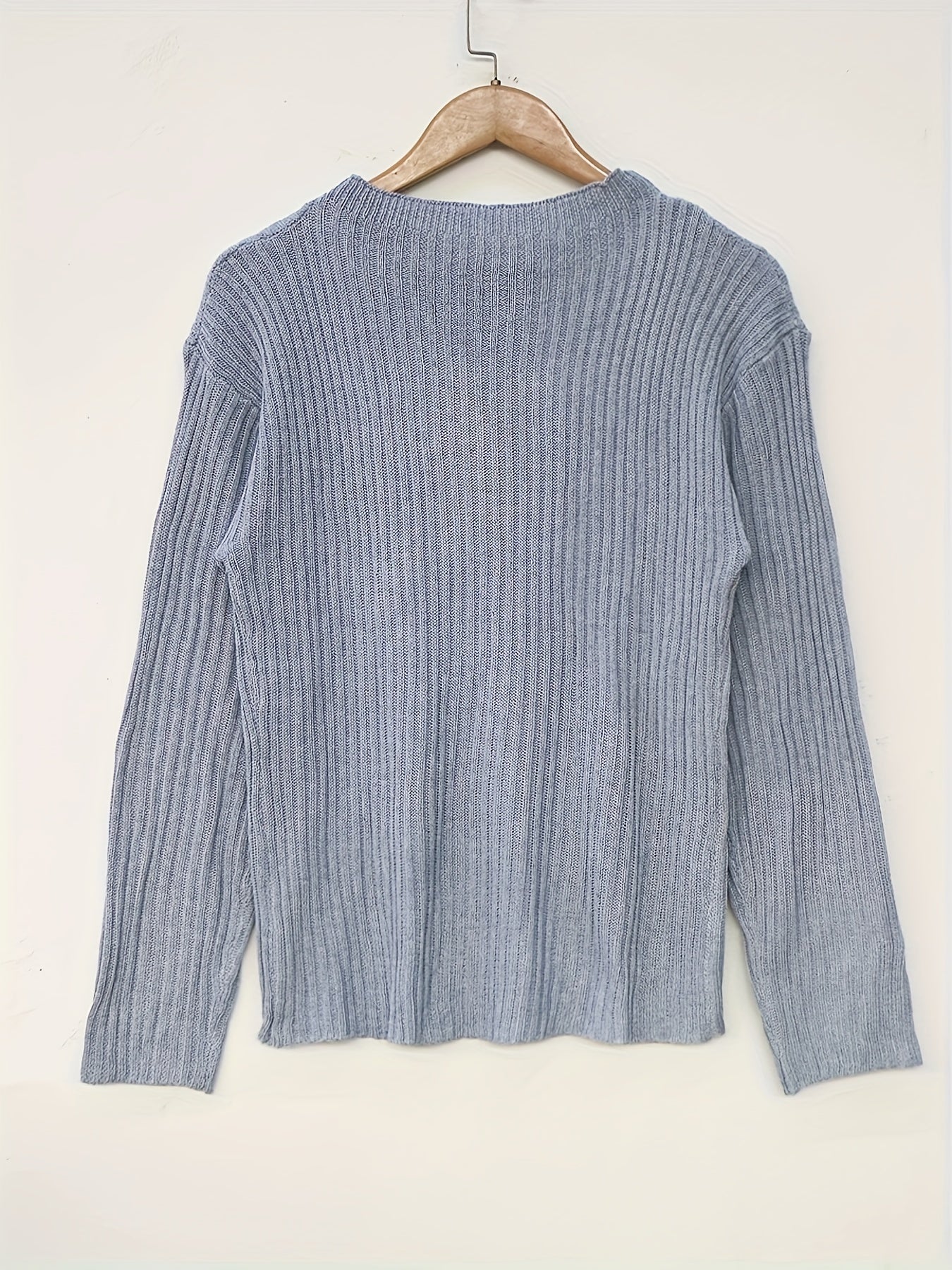 Solid Ripped Long Sleeve Sweater