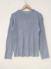 Solid Ripped Long Sleeve Sweater