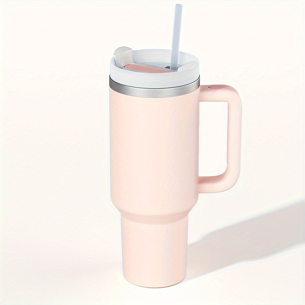 1200ml Solid Tumbler With Handle & Straw Stainless Steel Insulated Travel Mug