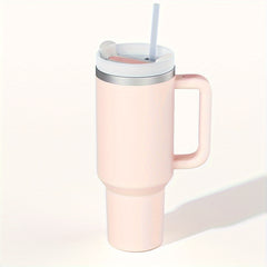 1200ml Solid Tumbler With Handle & Straw Stainless Steel Insulated Travel Mug