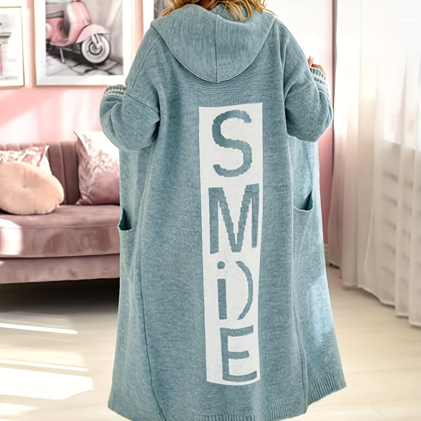 Women's Plus Size Letter Print Cardigan
