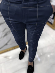 Men's Plaid Slim Fit Dress Pants Stretch Skinny Leg Long Trousers
