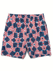 American Flag Men's Quick Dry Board Shorts With Pockets